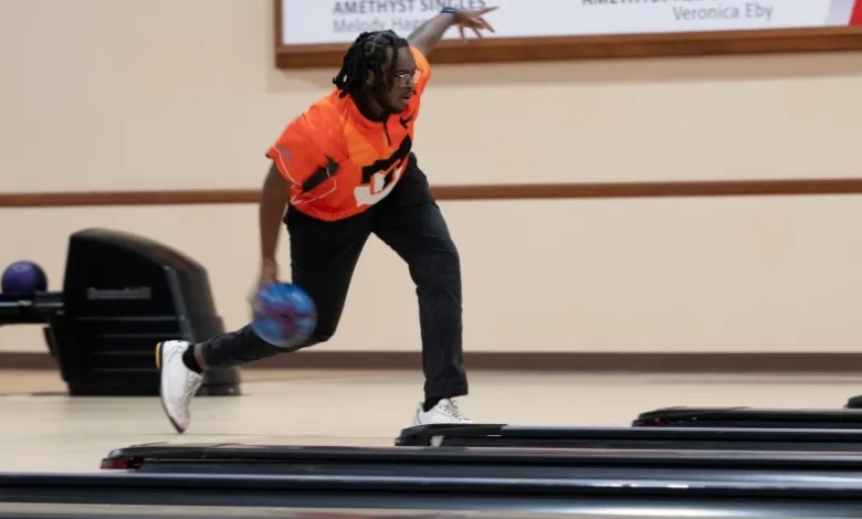 Milligan University's David Gilliam delivers a shot during Thursday's opening day of competition at the 2025 Intercollegiate Team Championships, which is being contested at the South Point Bowling Plaza inside the South Point Hotel Casino & Spa in Las Vegas.